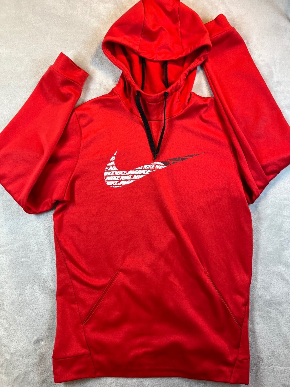 Men's NIKE Red DRI-FIT Pullover Hoodie Graphic Swoosh Sweatshirt sz S